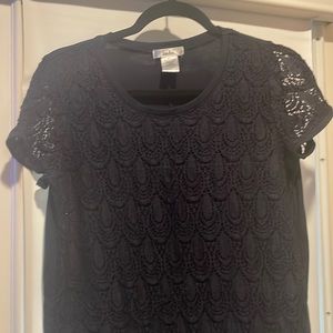 Black Lace Shortsleeved Blouse